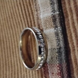 G O L D!!  BStainless Steel Ring with Crystals Size 11